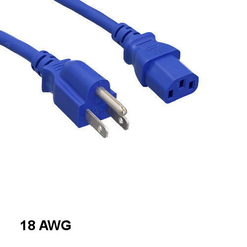 10x Blue 3ft Standard Power Cord NEMA5-15P to IEC60320 C13 18AWG 10A/125V SJT