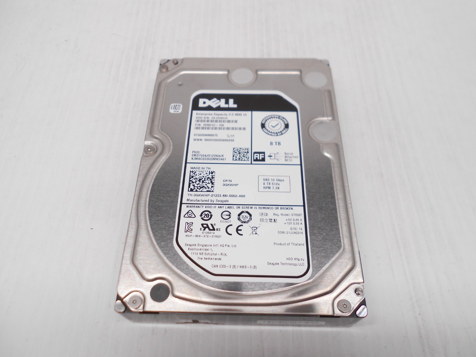 Dell GKWHP Seagate 8TB SAS 12G 3.5" Server Storage JBOD Hard Drive ST8000NM0075