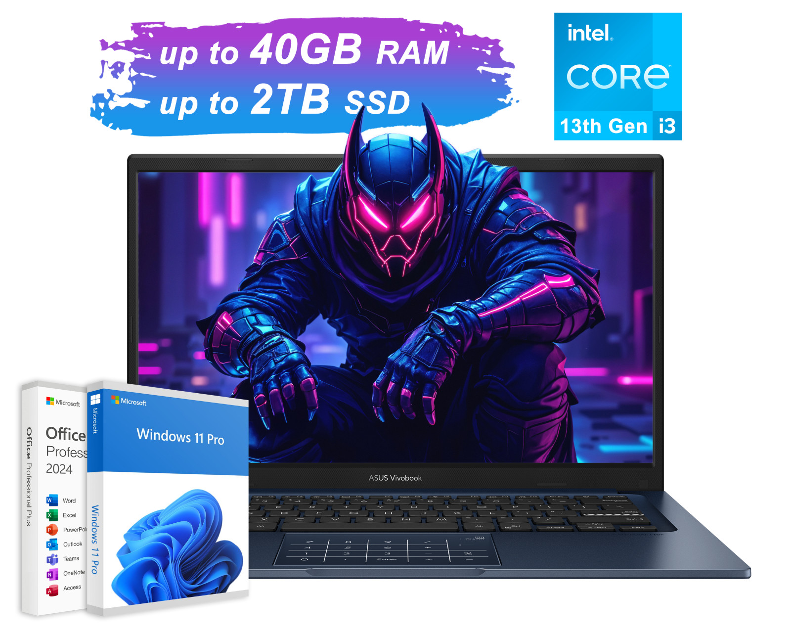 2026 ASUS Vivobook 14" FHD Laptop, 6-Core Intel i3 Up to 40GB RAM 2TB SSD WinPro