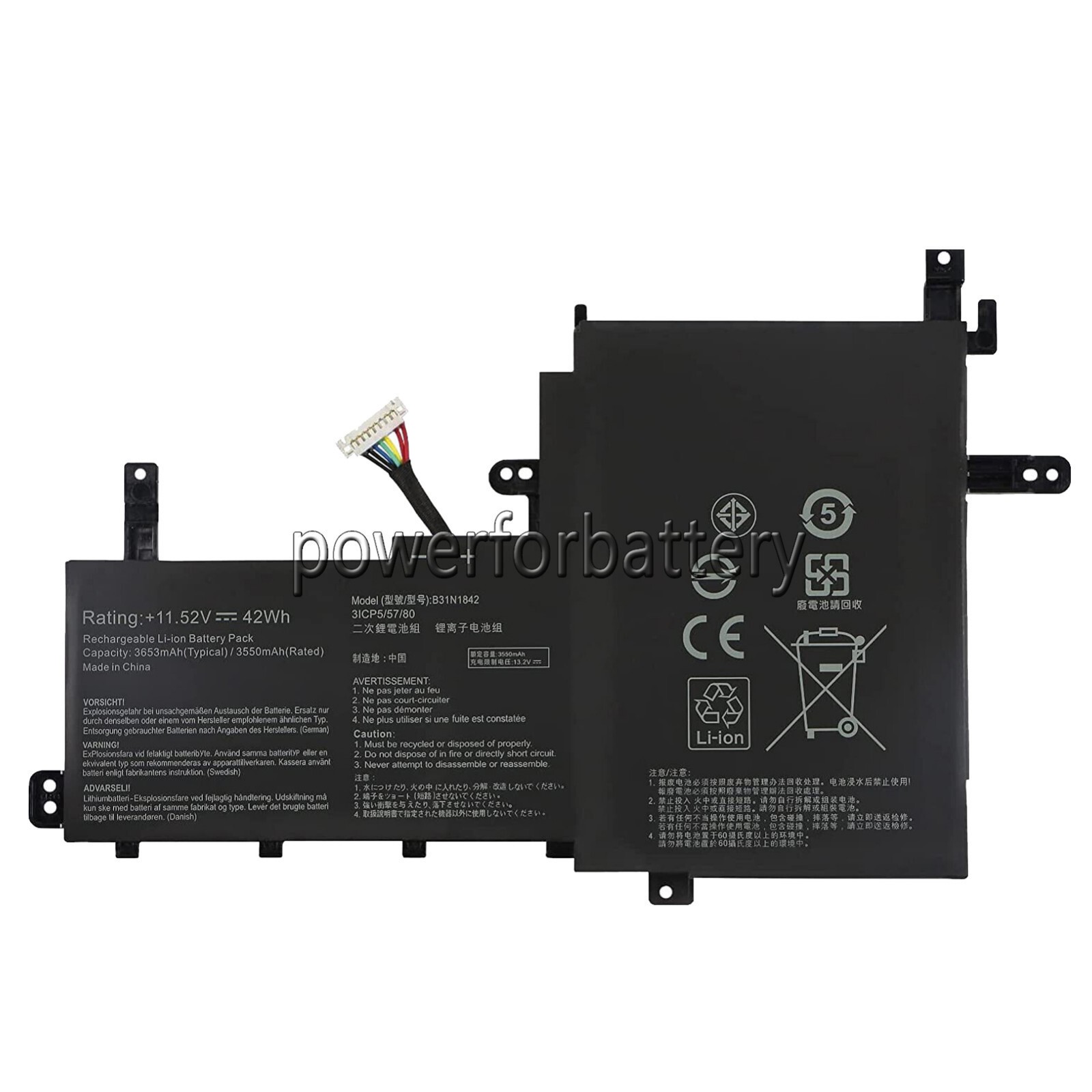 New B31N1842 Laptop Battery For As  Vivobook K513E S531FA - 11.52V / 42Wh