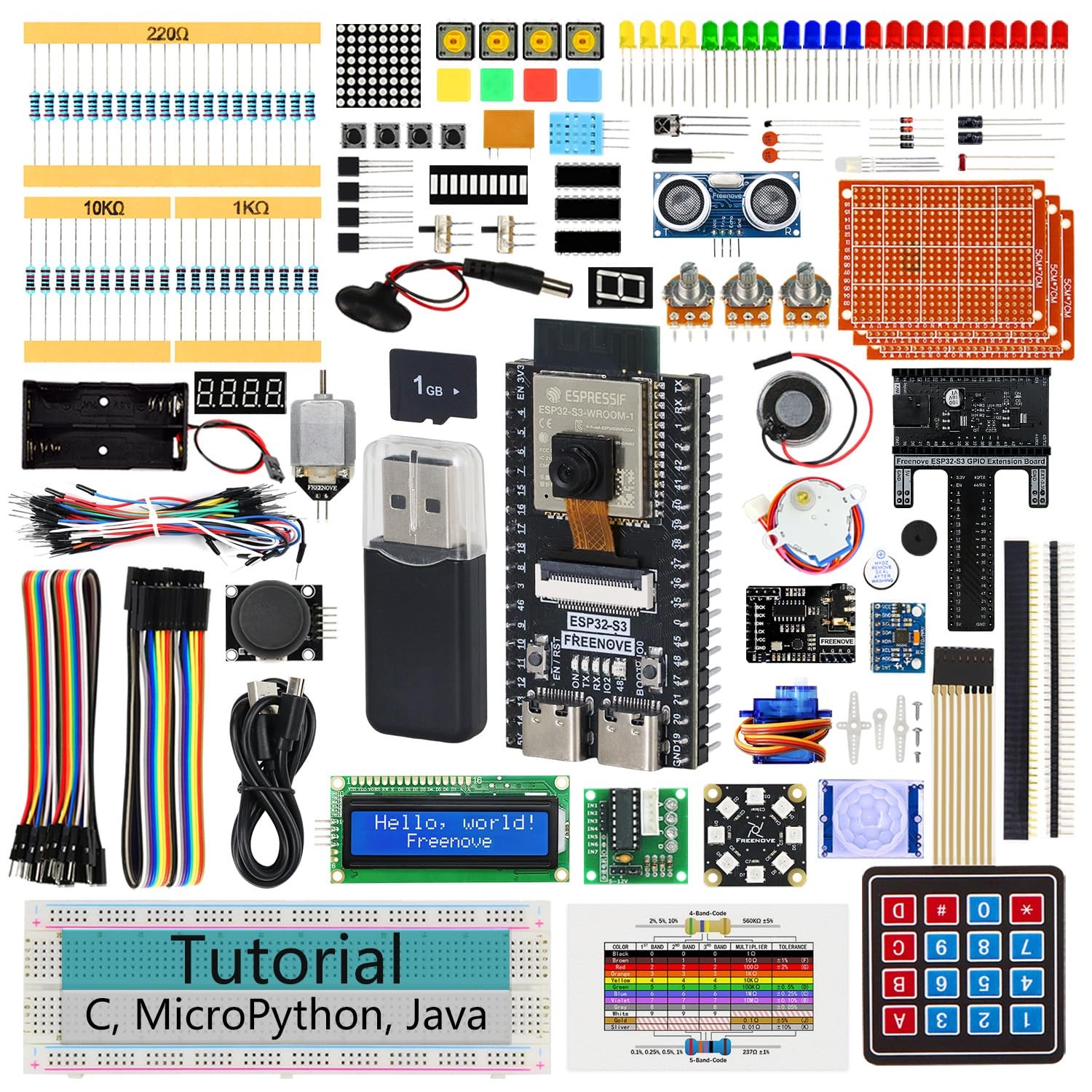 Freenove ESP32 Kit ESP32-S3 Camera Board Ultimate Starter Black