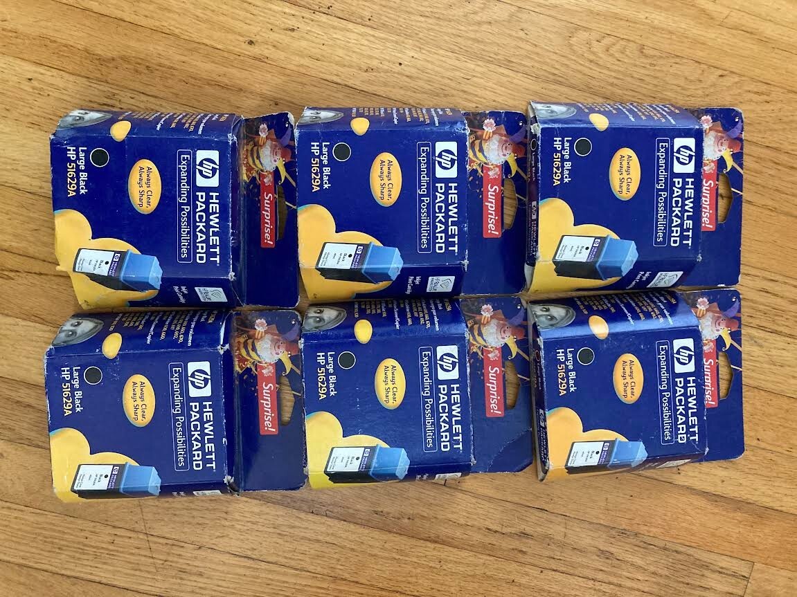 6 x Genuine HP 29 51629A Black Ink Cartridge Expired 2011 Sealed in a box
