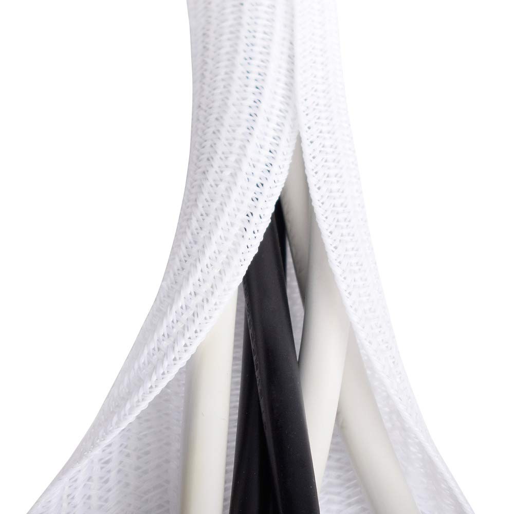 6.6ft - 4/5 inch White Cable Sleeve, Cable Organizer for Desk PC TV Computer,...