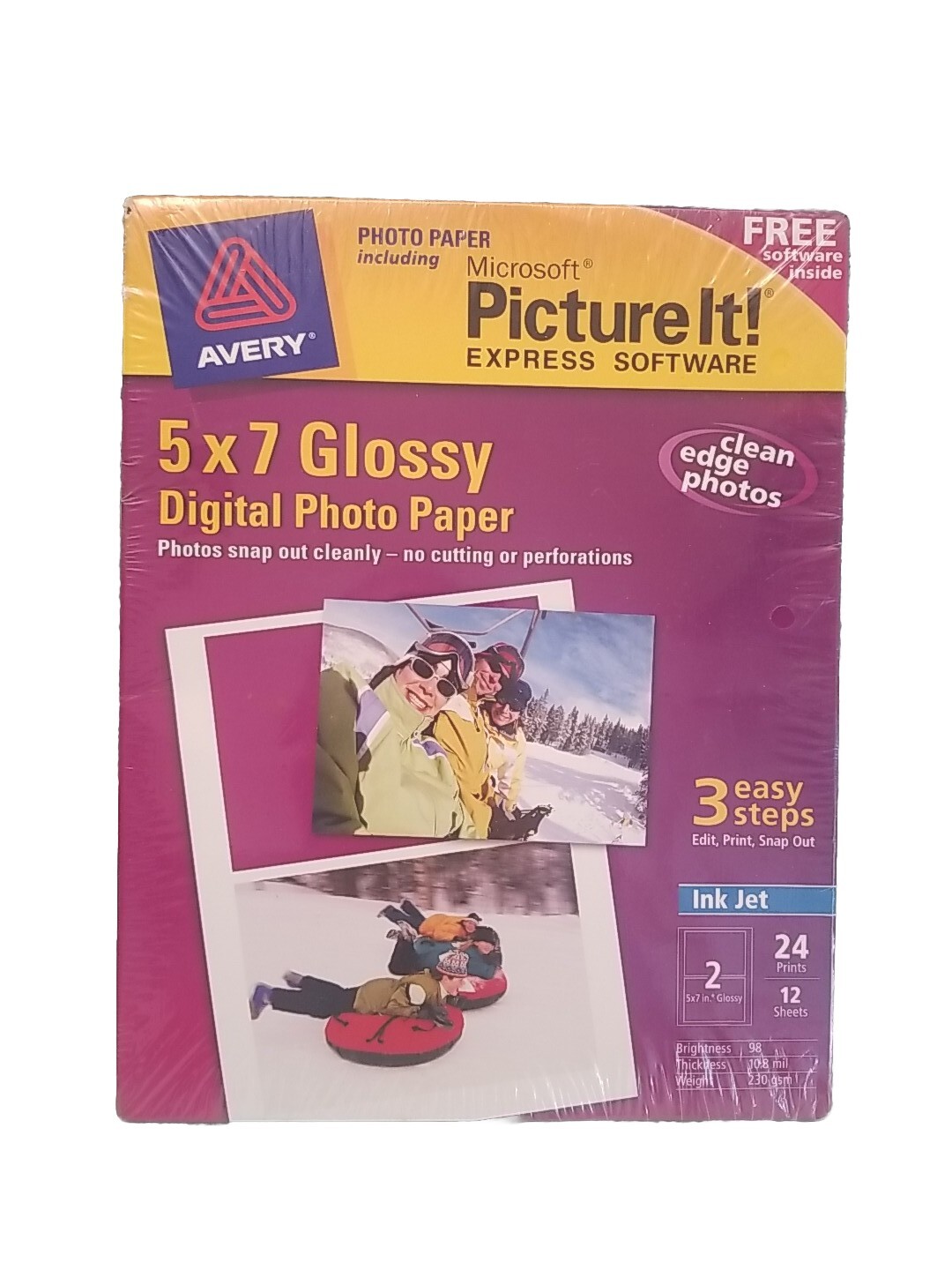 Avery Inkjet Photo Paper 5x7 Glossy 24 Sheets White 230 gsm Premium Heavyweight