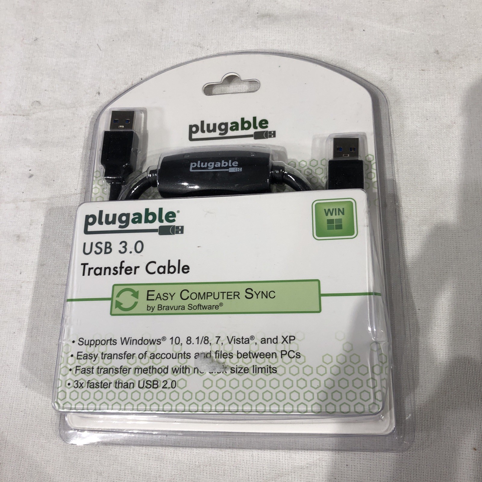 New Plugable USB 3.0 Transfer Cable Unlimited Use Transfer Data 2 Windows