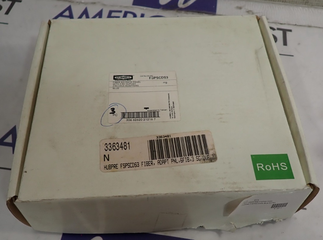 3 NEW - Hubbell FSPSCDS3 Fiber Six Pack Panel  SC Duplex Zirconia Adapters