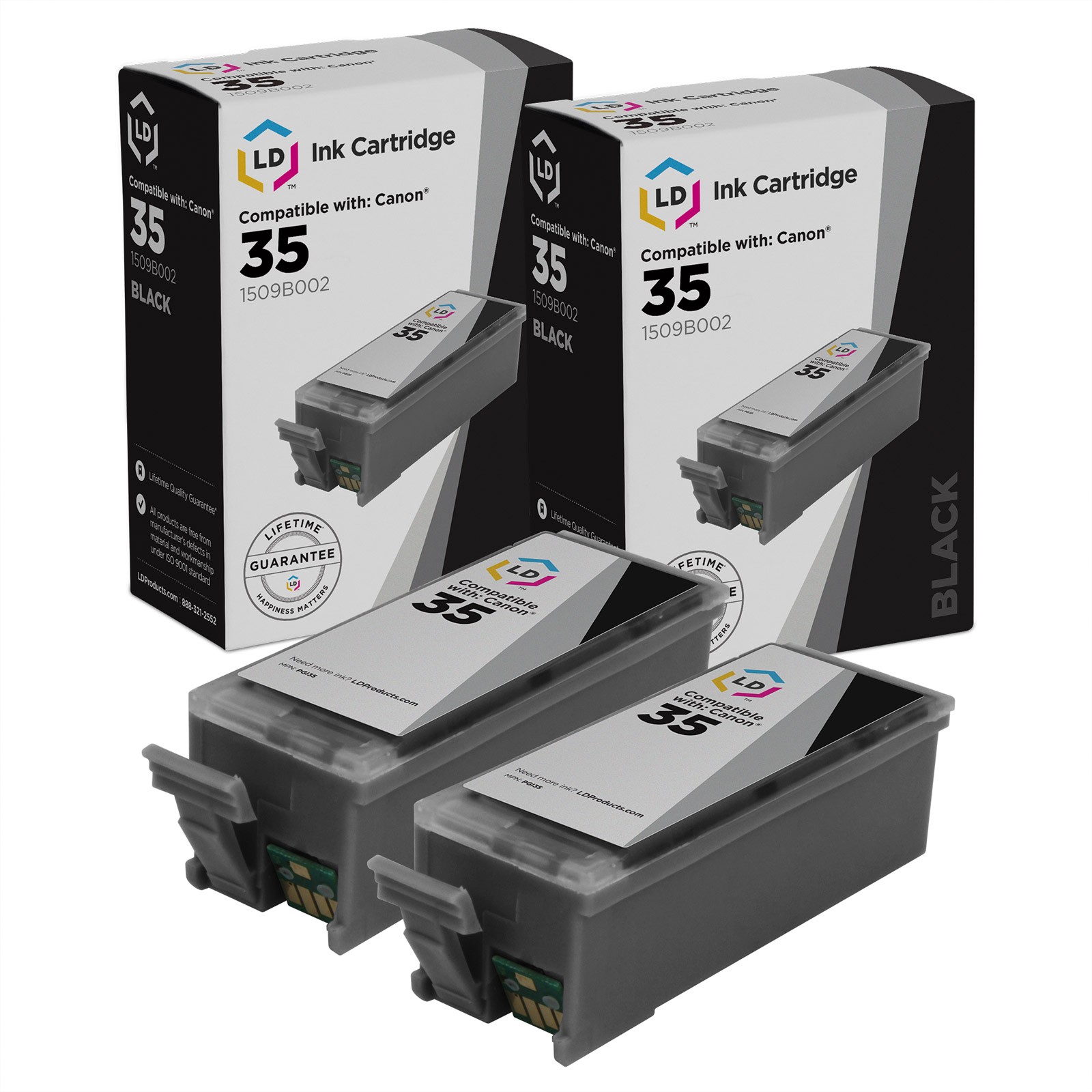 LD Compatible Canon PGI-35 Set of 2 Black Inkjet Cartridges IP100 Printer