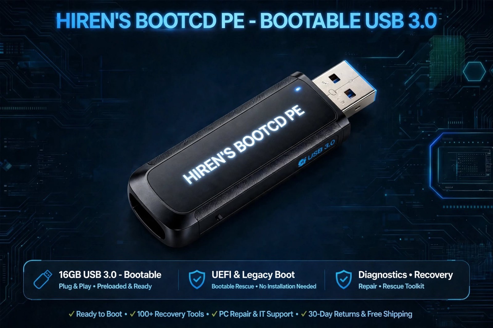 Hiren's BootCD PE 16GB USB 3.0 Bootable Rescue Drive | Password Reset | Data Rec