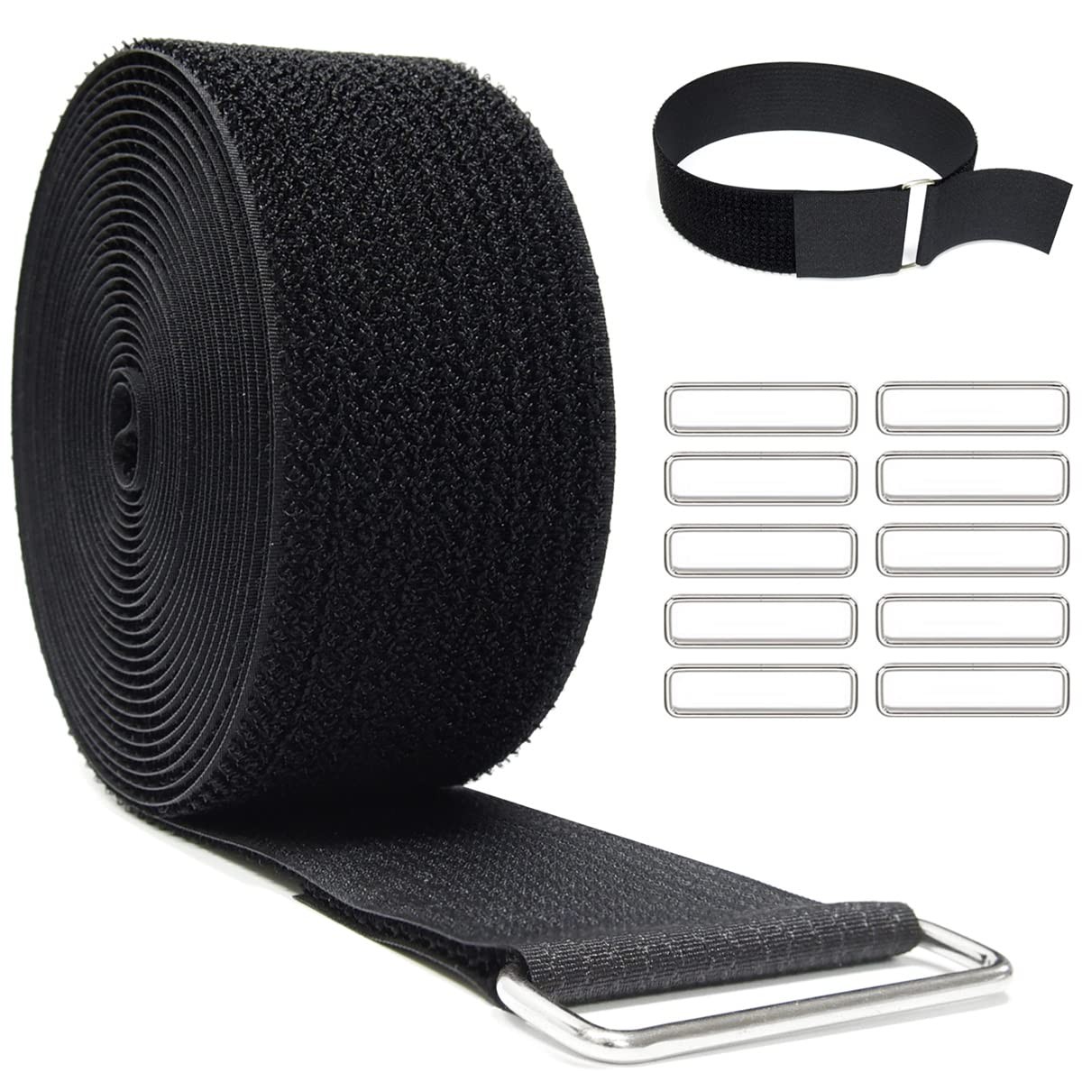 YMCRLUX 2" x32ft Reusable Cinch Strap with 20 Metal Buckles, Cut-to-Length Fa...