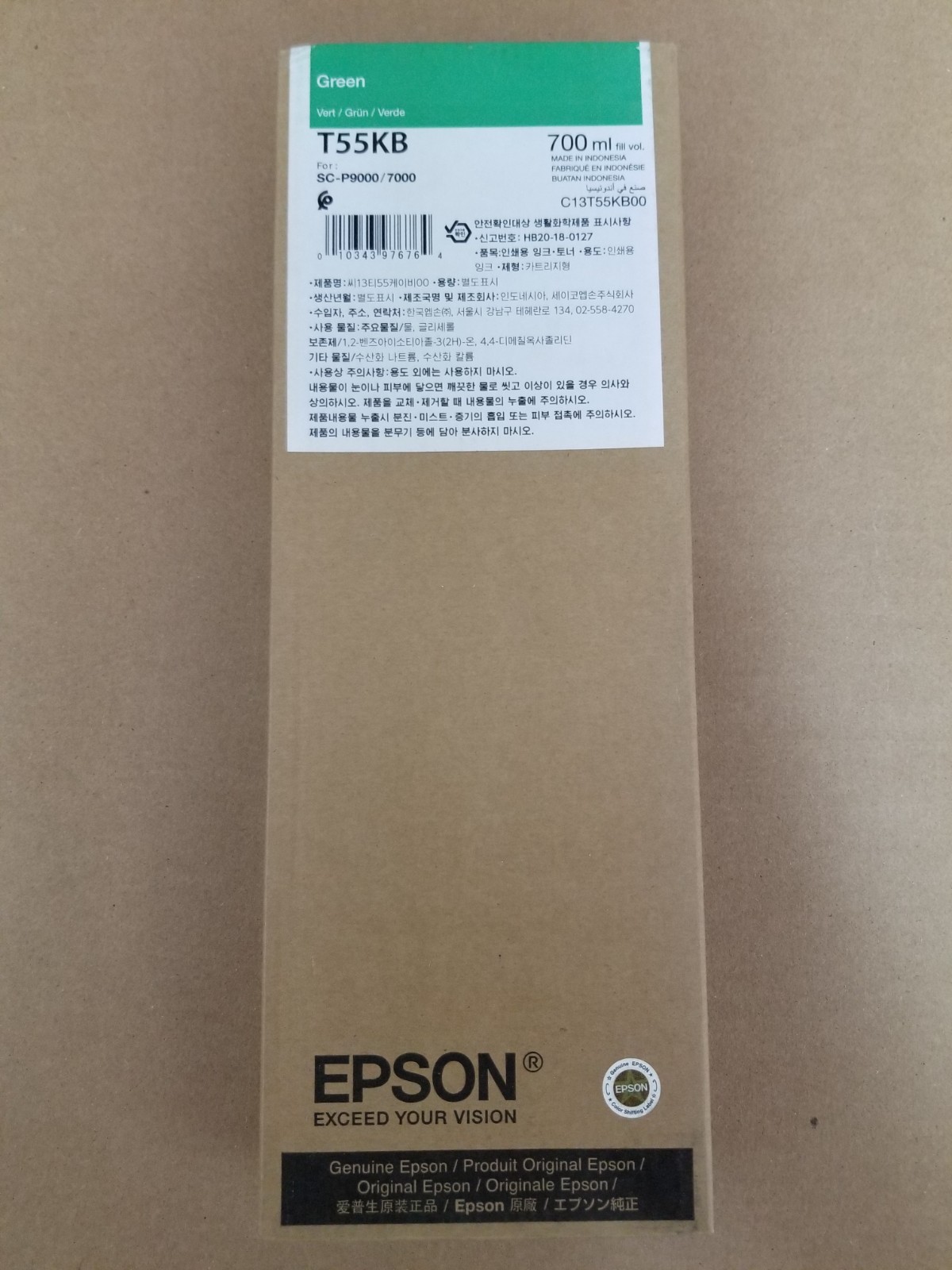 GENUINE Epson UltraChrome HD Green Ink 700ml For P6/7/8/9000 (T55KB00)