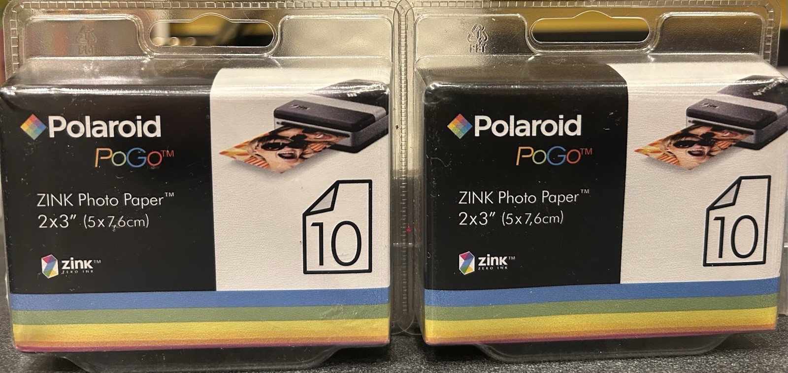 2 Polaroid PoGo Zink Photo Paper 10 pack, 2”x3” ***use by date was 2009***