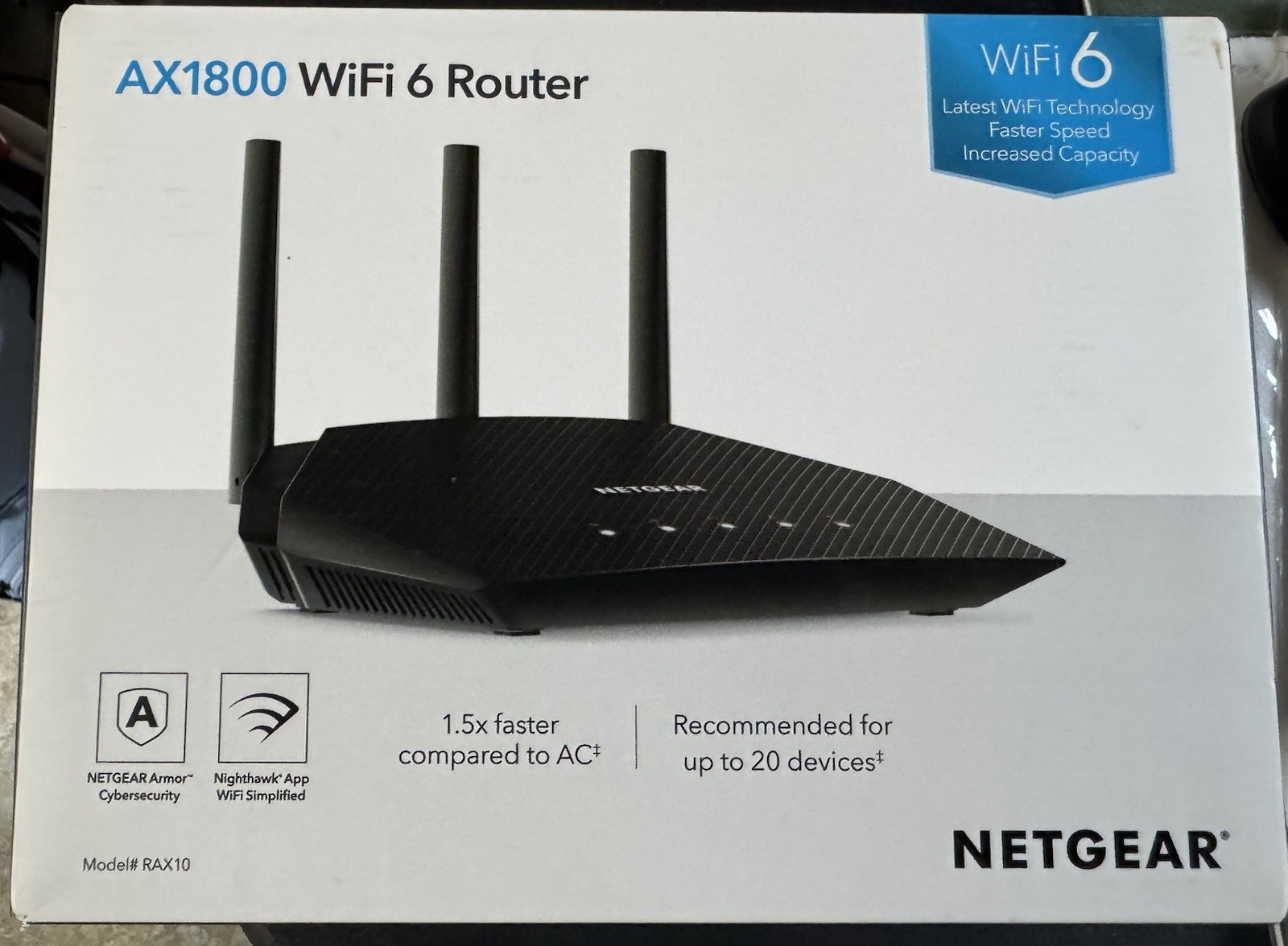 Netgear RAX10-100NAS RAX10 AX1800 Wi-Fi 6 Router