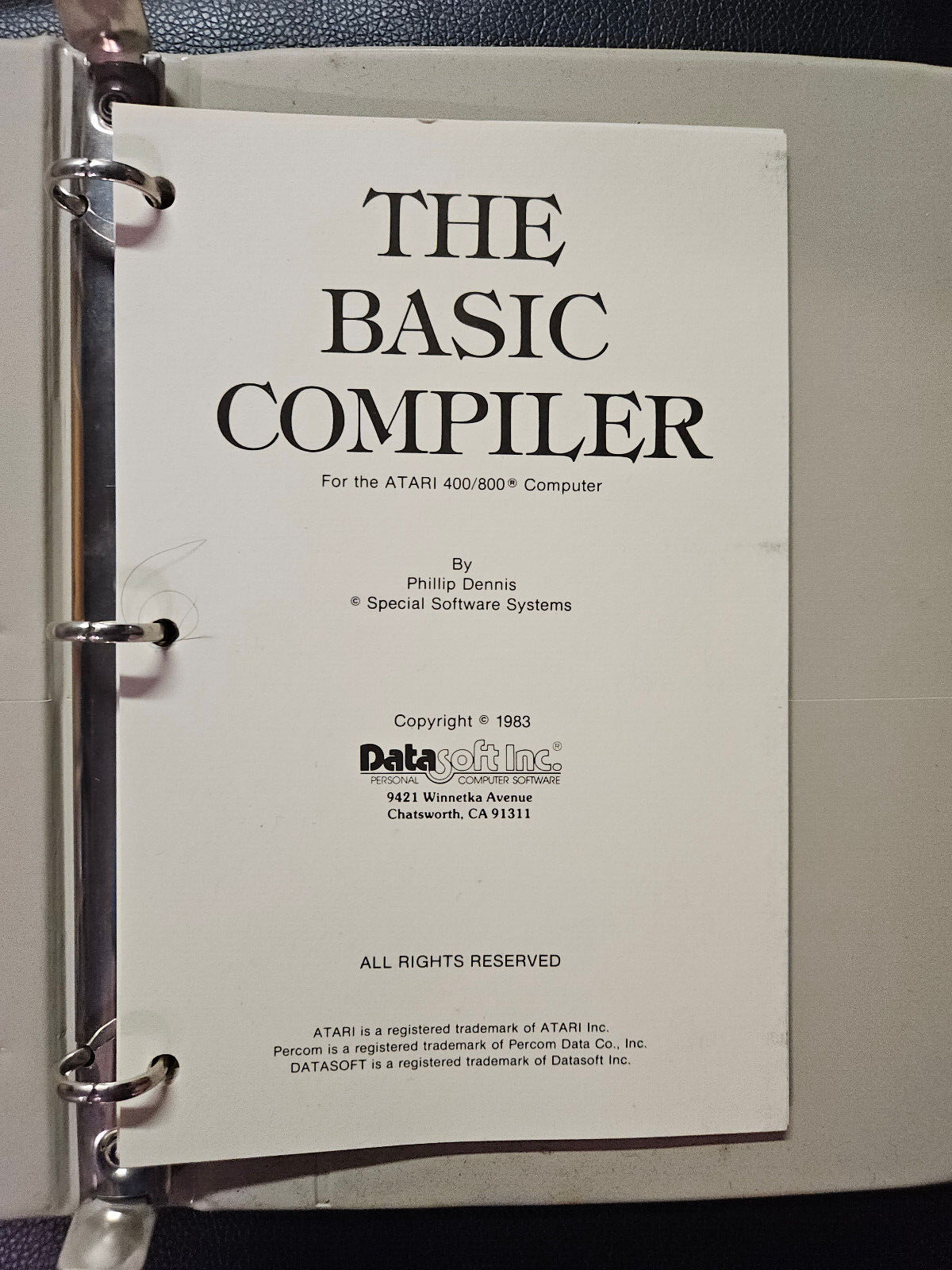 NS THE BASIC COMPILER by Datasoft for Atari 400 / 800