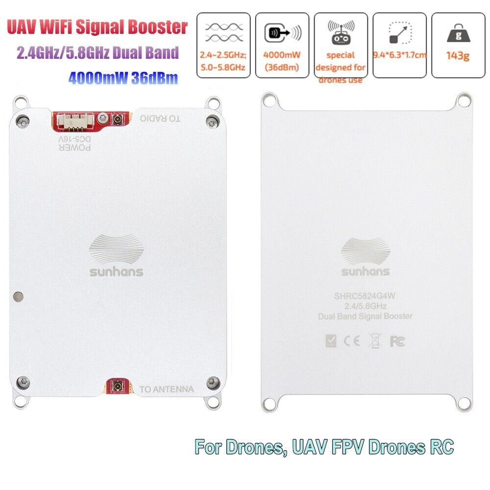 Sunhans 4W WiFi Sinal Booster 2.4G/5.8G Dual Band RC Drone Signal Range Extender