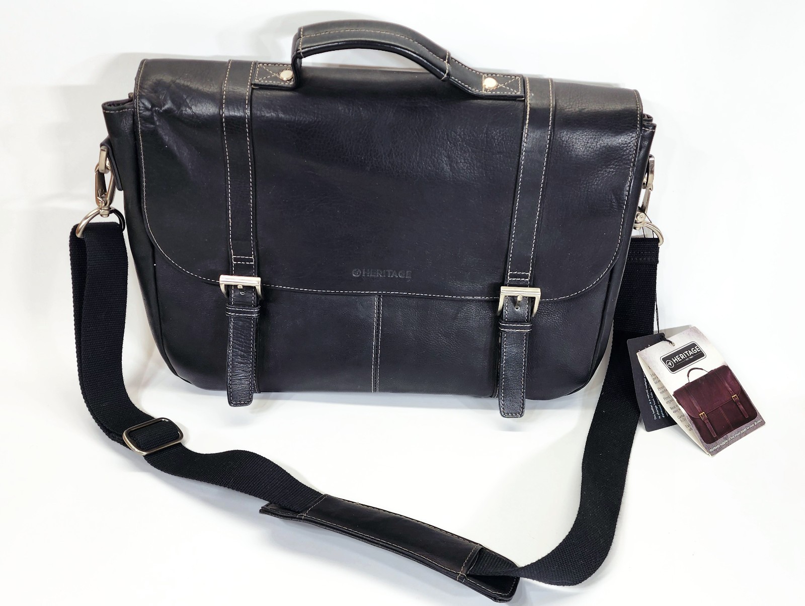 Heritage Dark Brown Leather Briefcase Laptop Case Model 827690, New with Tags