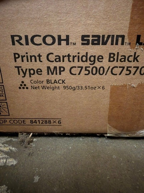 841288 X 6 RICOH OEM Savin Lanier Print Ctg  / Black, C7500 / C7570 /
