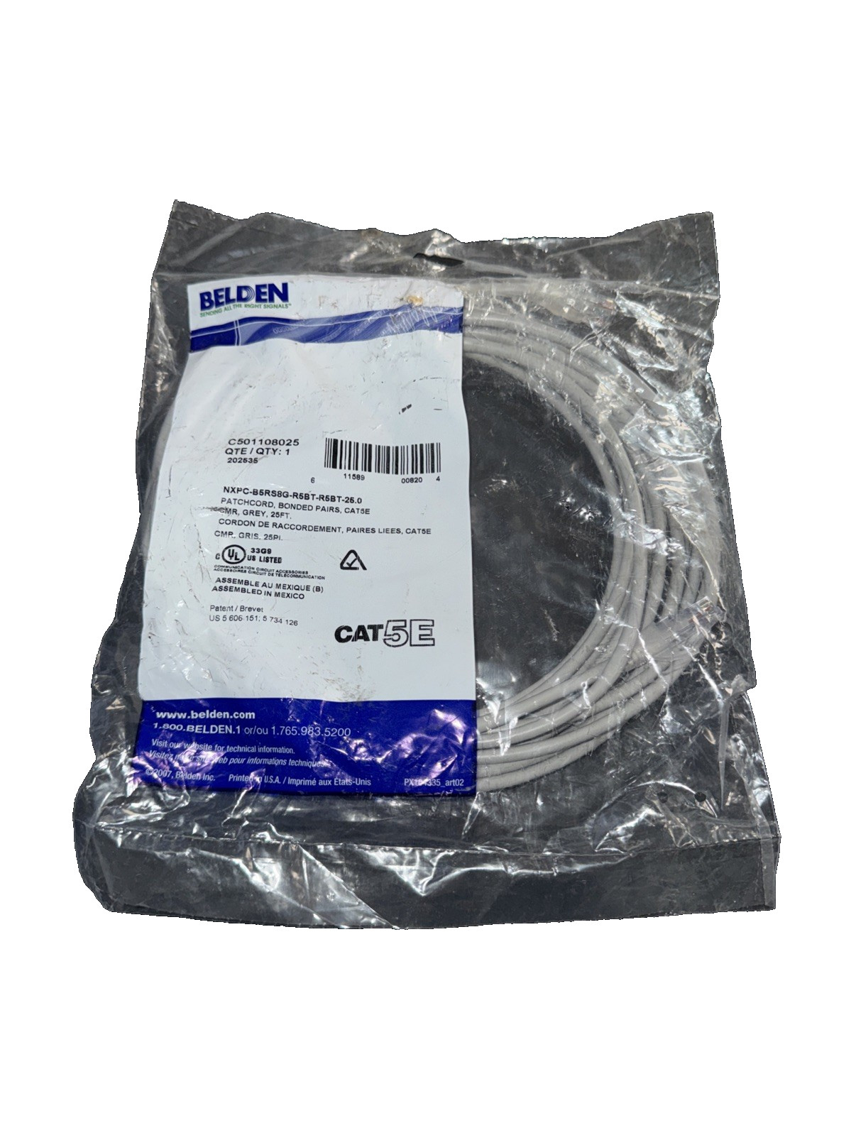 Belden C501108025 Cat5e Ethernet Cable 25 ft