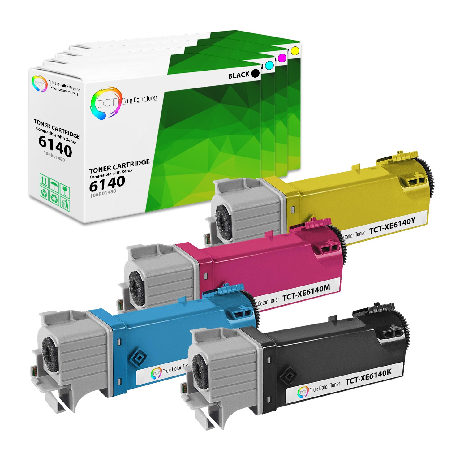 TCT 4PK Color Toner Cartridge Set For Xerox Phaser 6140 6140N 6140DN printers