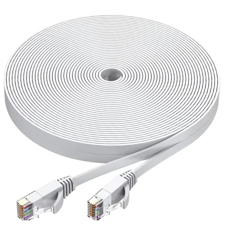 RJ45 CAT7 6FT 10FT 30FT 50FT 100FT 200FT Ethernet Network Cable Cord Flat LOT US