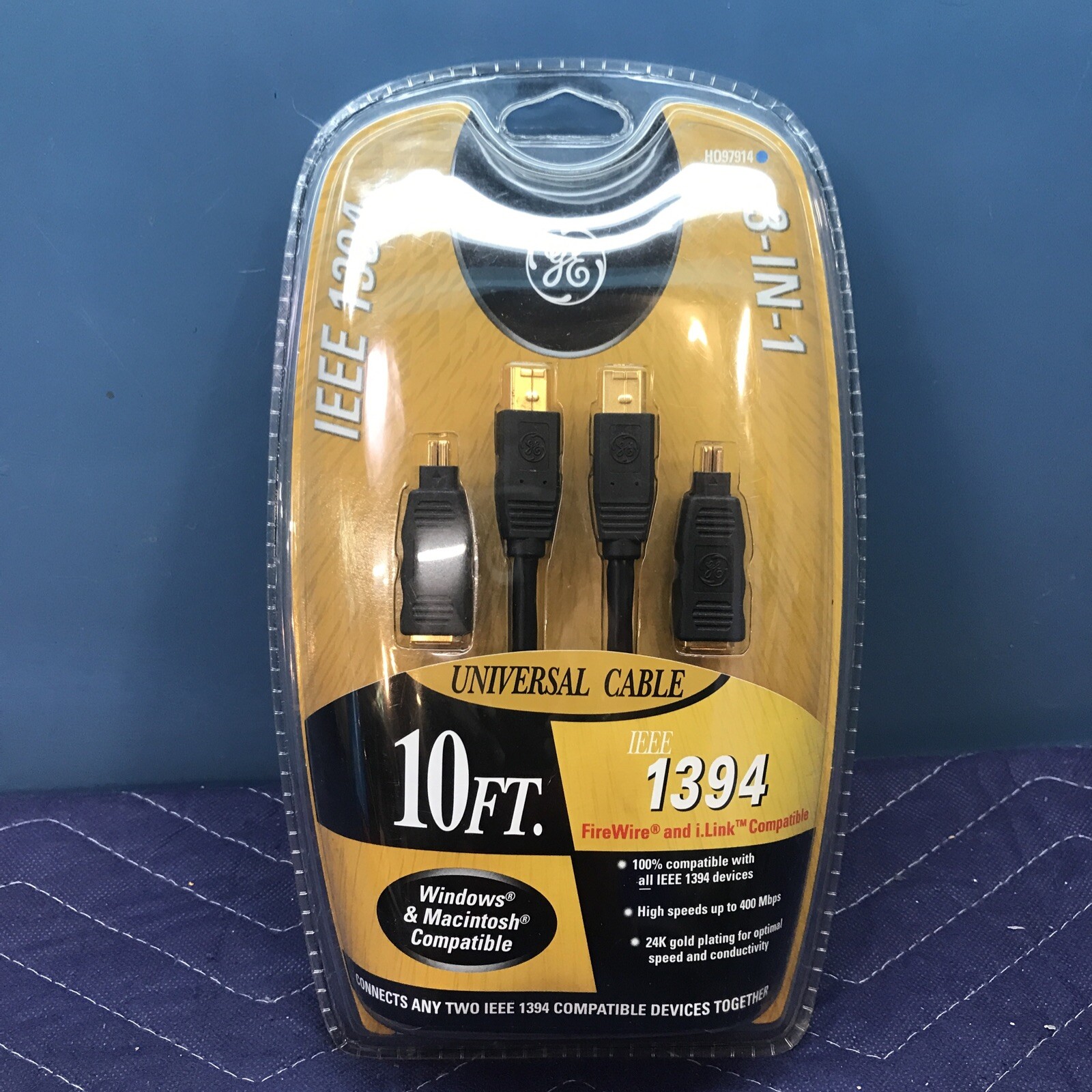 GE HO97914 Firewire Universal Cable All-In-One 10 ft. IEEE 1394 3-in-1