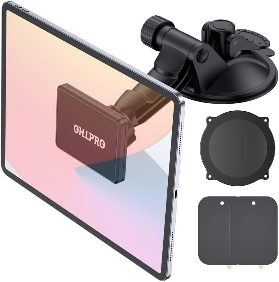 OHLPRO Dashboard Magnetic Tablet Holder for Car, Windshield iPad Car Black 