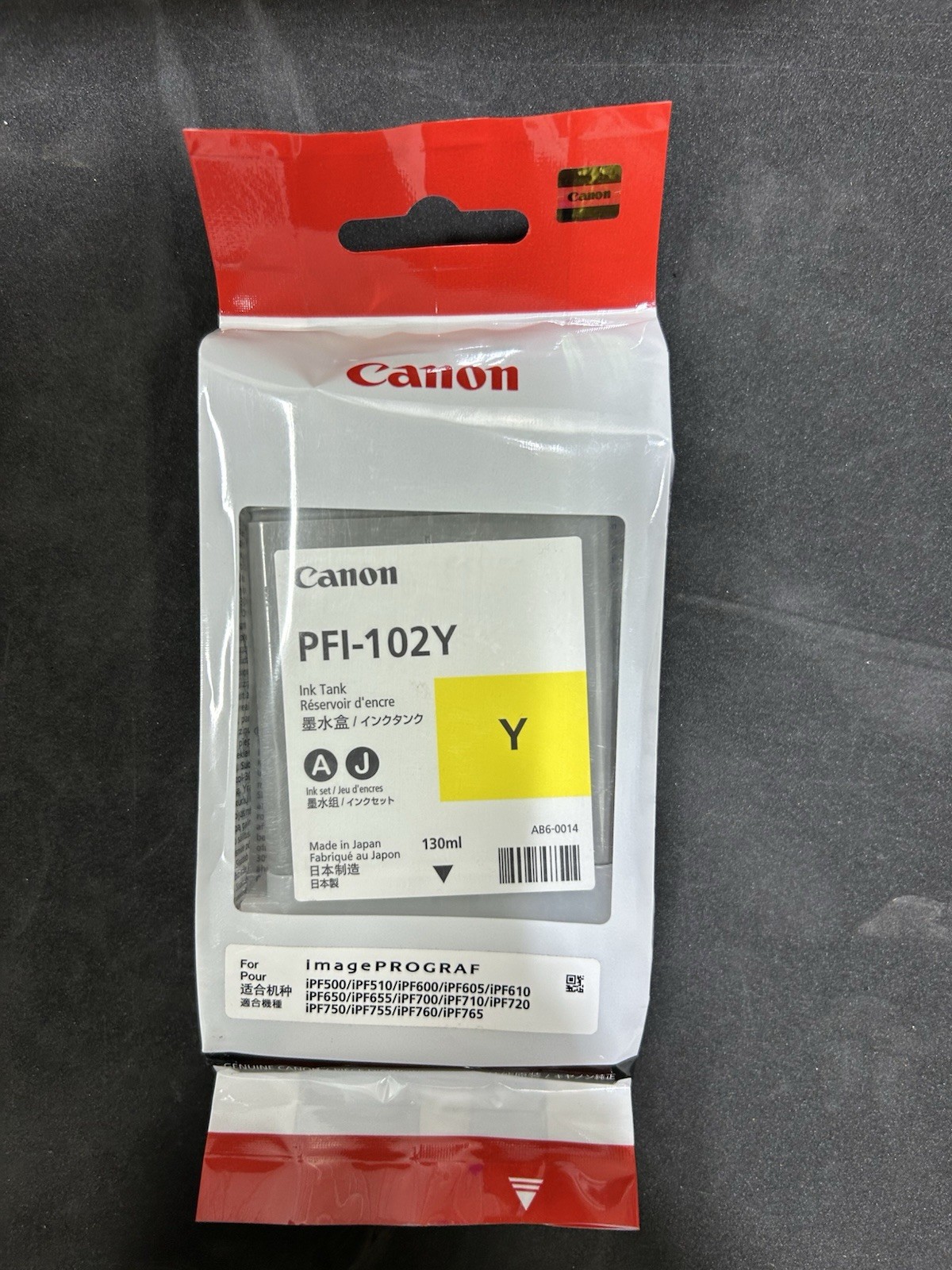 Canon PFI-102Y Yellow Ink Tank 130mL Cartridge 0898B001 NEW SEALED 12/2021