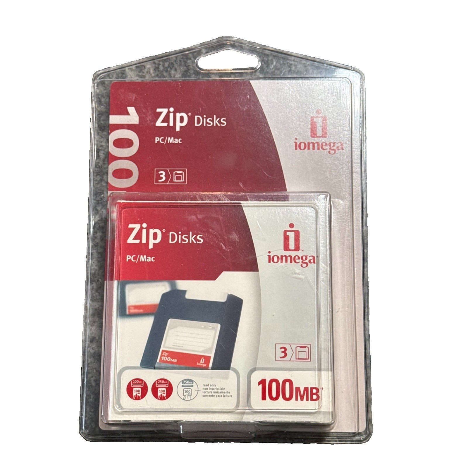 NOS FACTORY SEALED Iomega Zip Disk PC/Mac 100MB Capacity - 3 Disks Pack