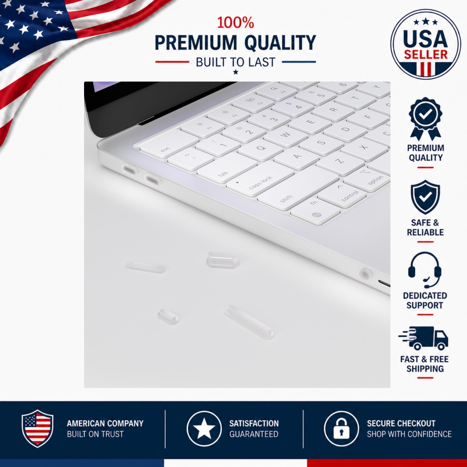 7 Pcs Silicone Anti-Dust Plug Set for 2026 MacBook Neo - Clear Protection