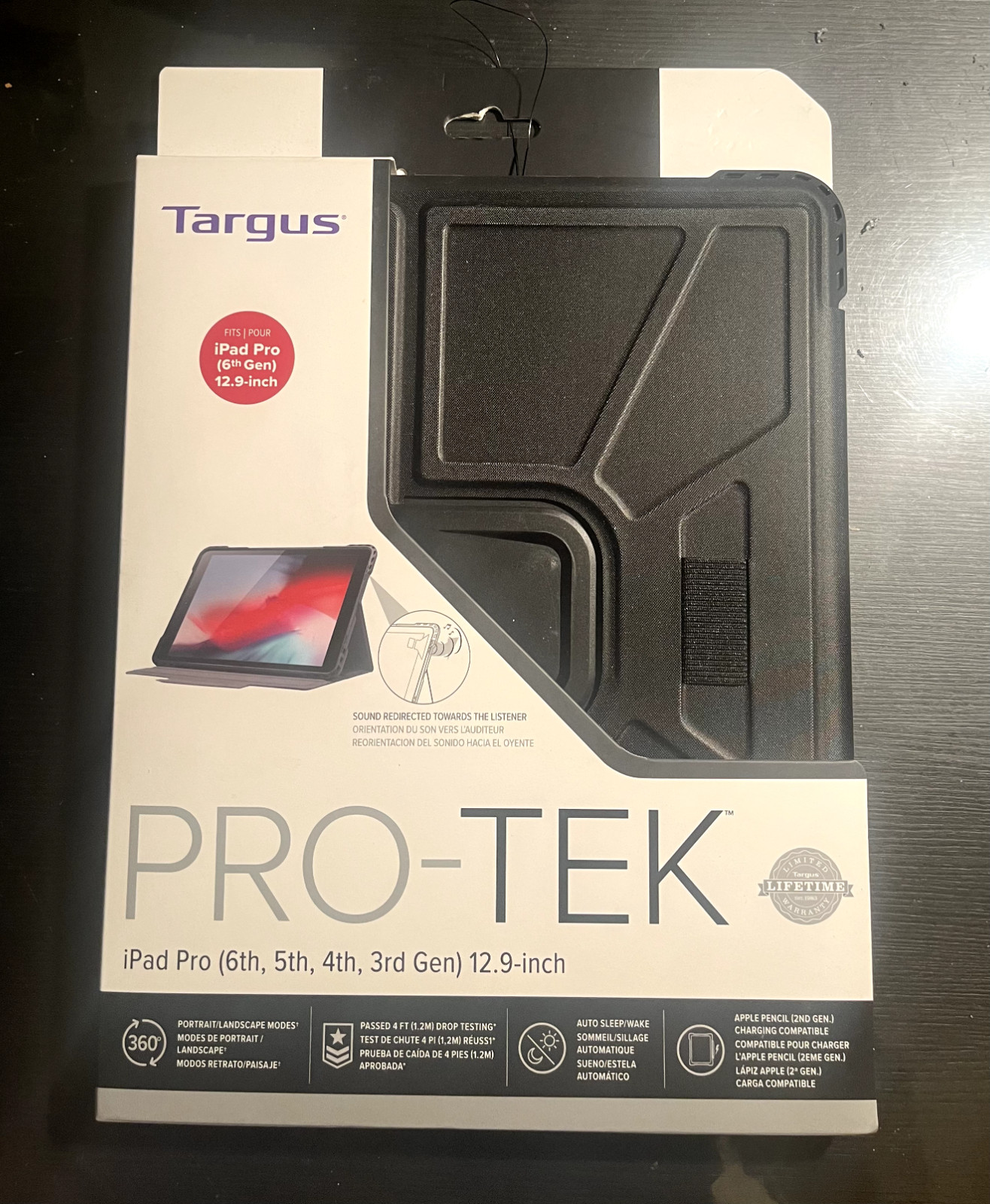 Targus Pro-Tek Case for iPad Pro 12.9" (6th, 5th, 4th, 3rd Gen) - Black - NEW
