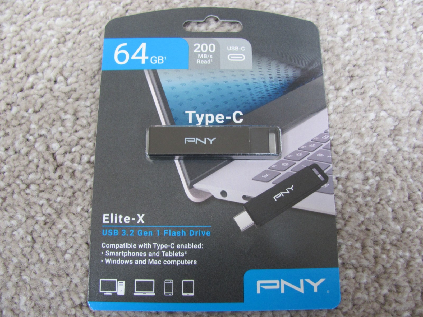 New PNY 64GB Elite-X USB-C (Type-C) 3.2 Gen 1 Flash Drive (P-FDI64GELTXC-GE)