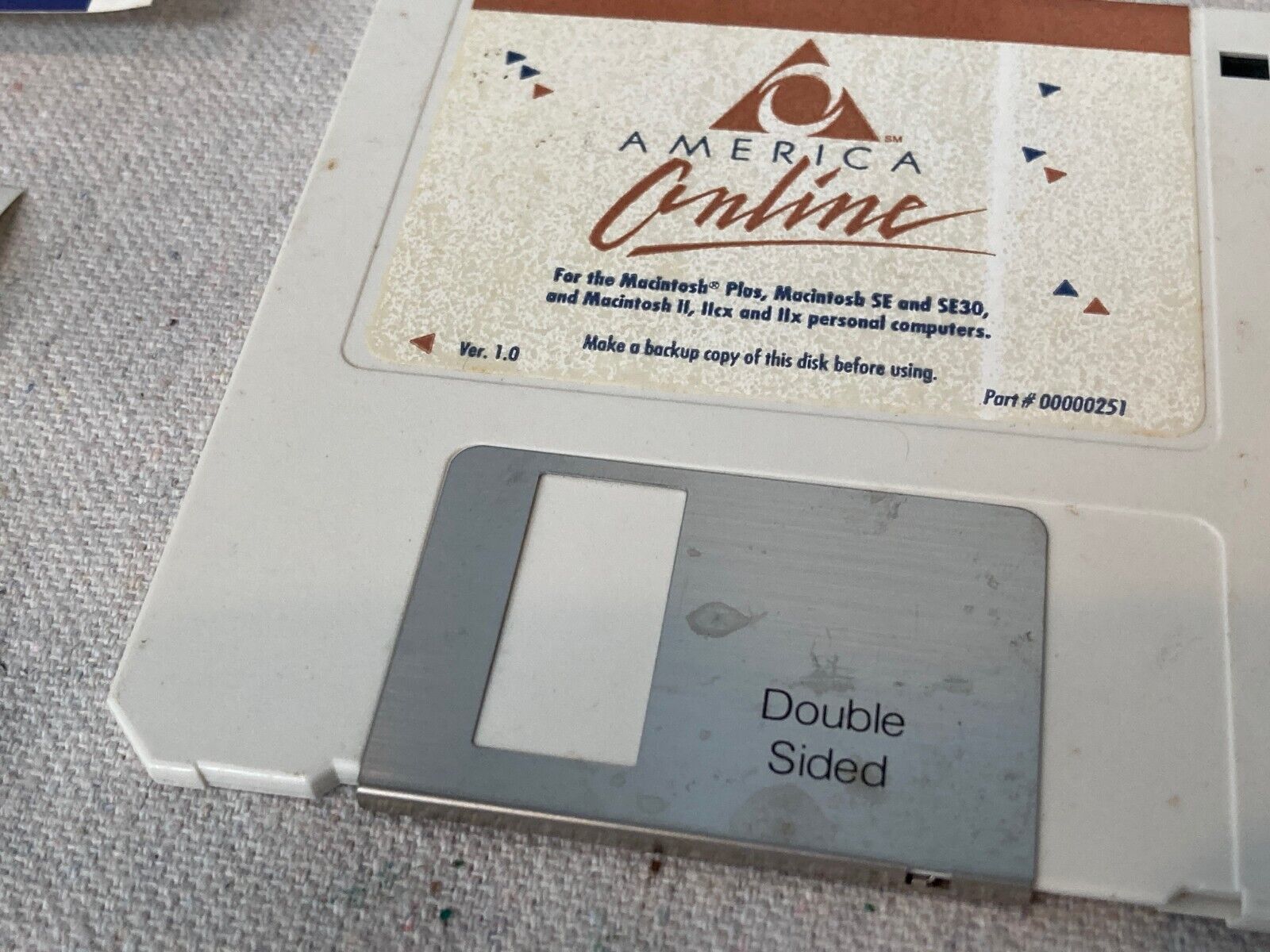 America Online AOL 3.5” Floppy Disk Version 1.0 For Macintosh 1989 RARE