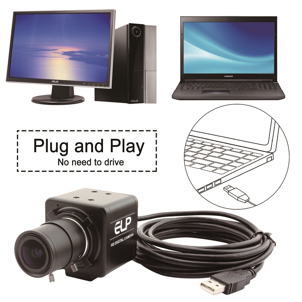ELP 5-50mm Varifocal lens PC Webcam 1080P Full HD OV2710 USB Camera 30/60/120fps
