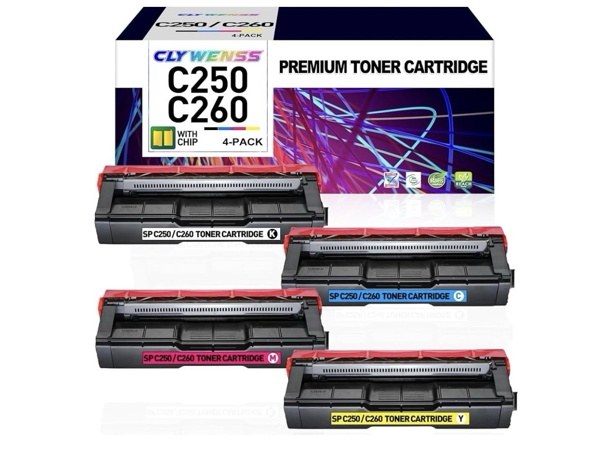 CLYWENS5S C250/C260 CMYK Compatible Toner 4 Pack Laser for Ricoh C250DN
