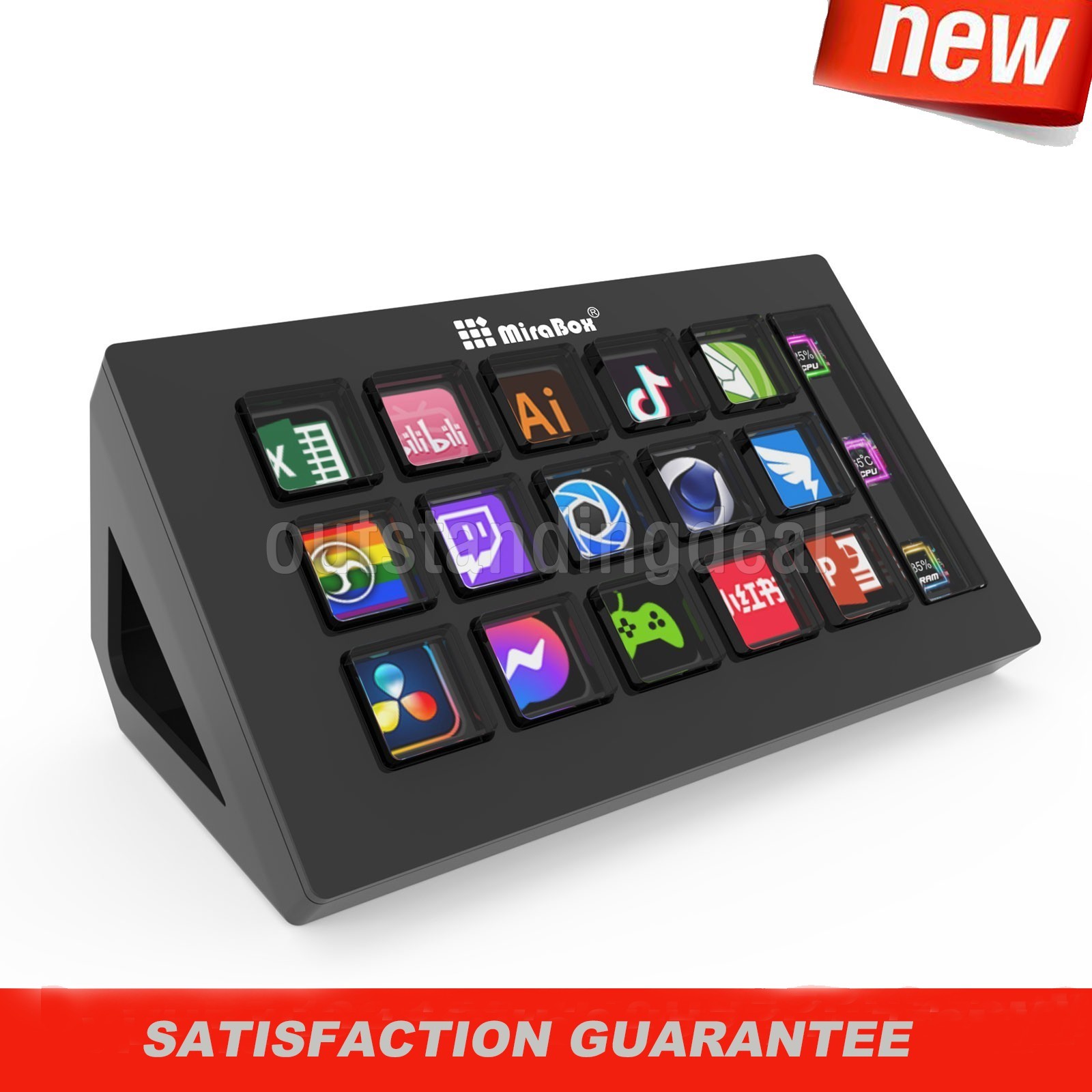 MiraBox MBOX 293S Stream Deck Visual Keyboard w/ 15 LCD Keys & LCD Window os67