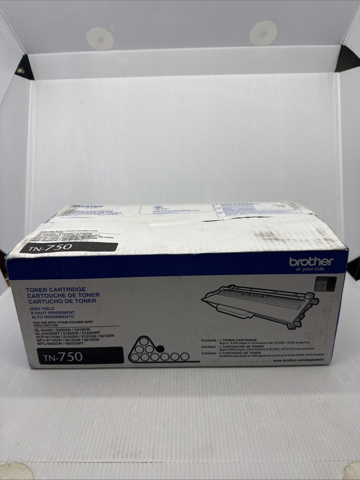 Brother TN-750 Toner Cartridge High Yield Genuine Open Box
