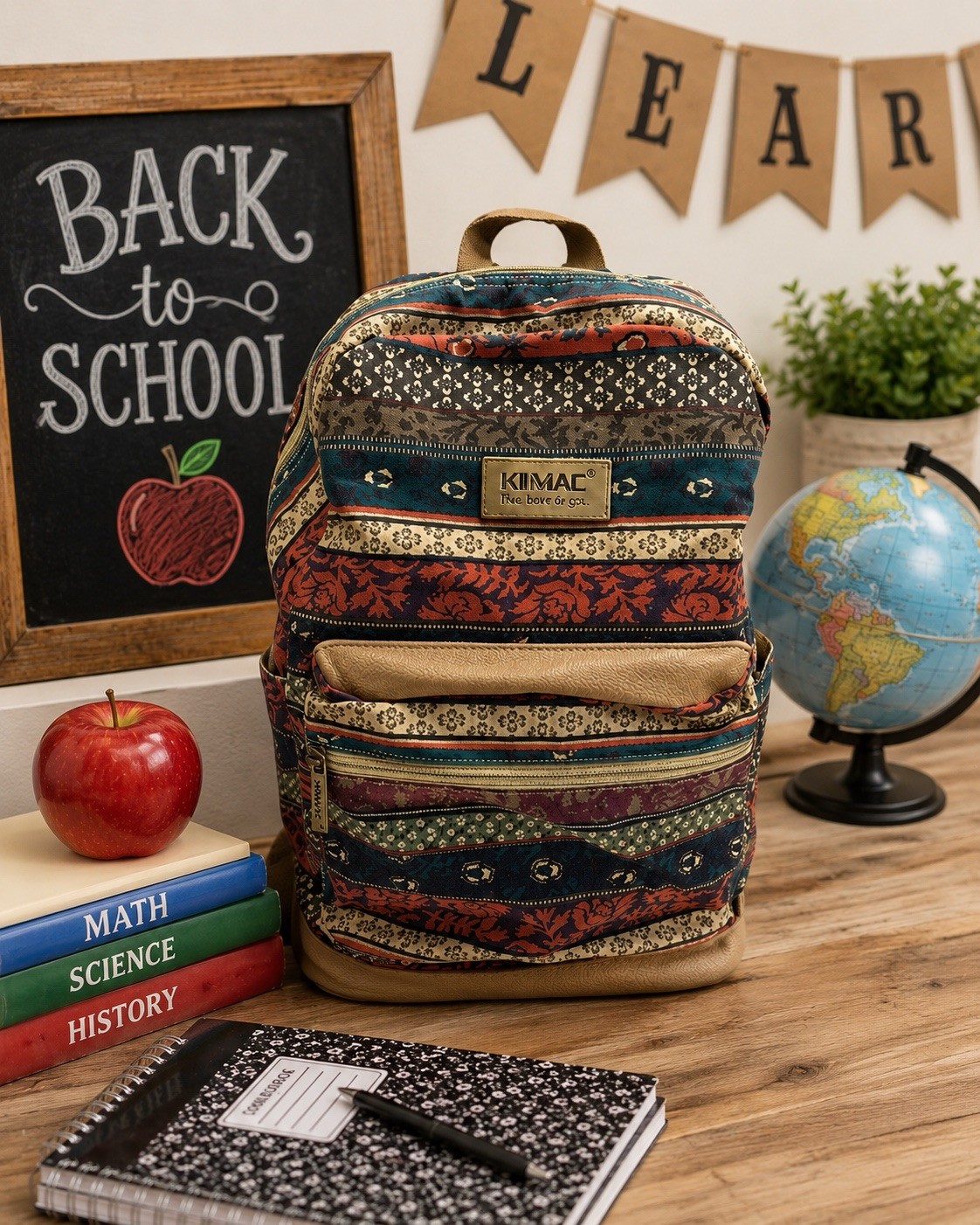 Kinmac Boho Laptop Backpack Colorful Floral Tribal School Travel Computer EUC