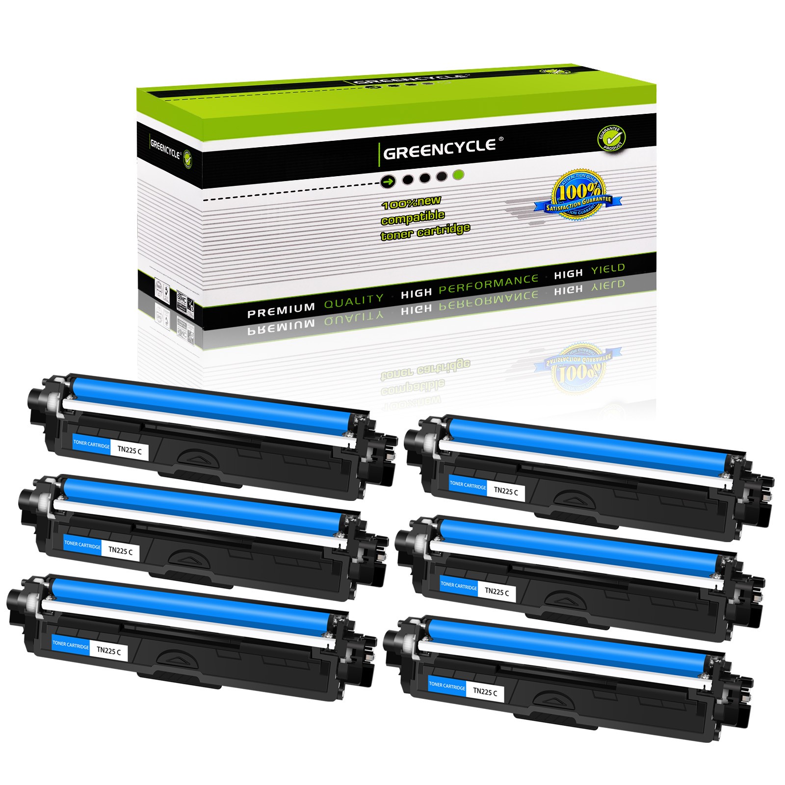 6PK TN221 TN-221 CY Cyan Toner Cartridge Fits For Brother MFC-9340CDW HL-3170CDW