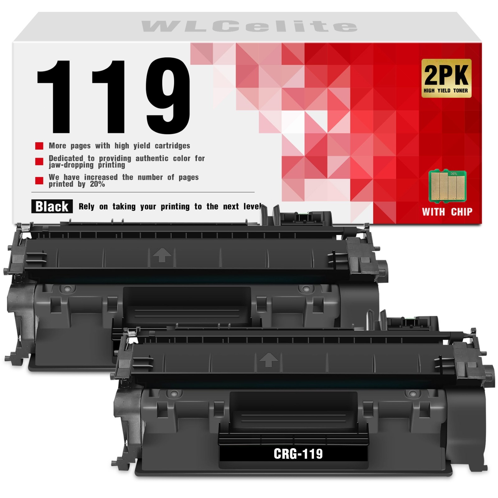 2PK CRG119 119 Black Toner Cartridge for Canon 119  imageCLASS MF414dw MF6160dw