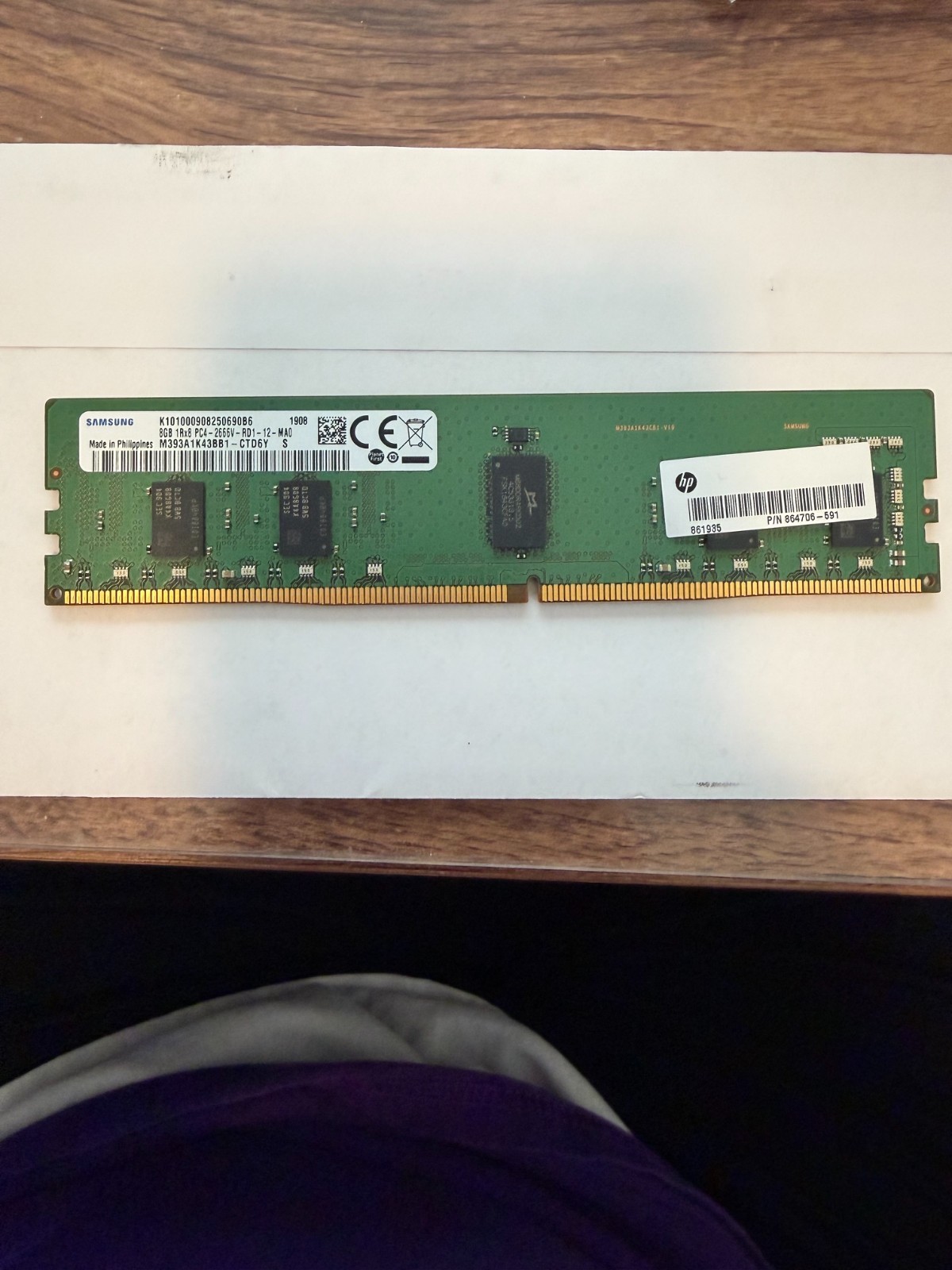 HP OEM RAM 8GB ECC Z4 - HP Part / Spare Number: 864706-591