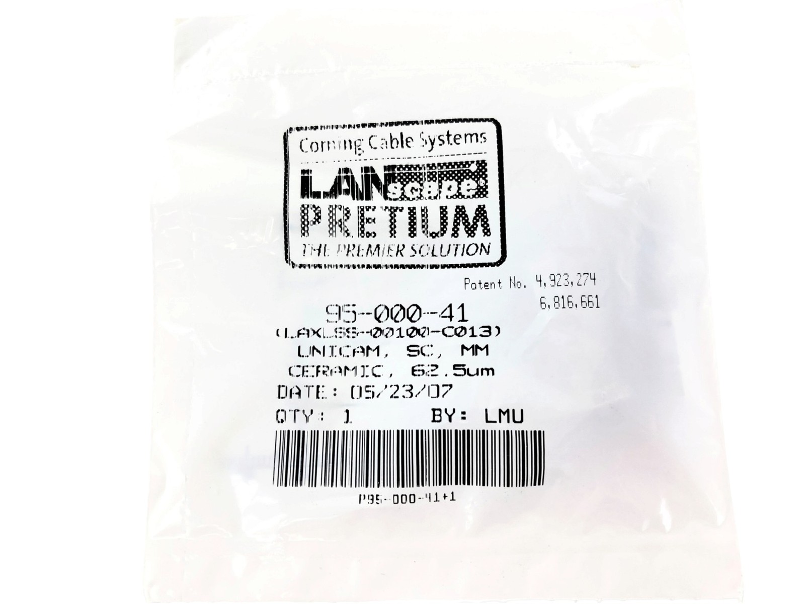 LNOS - Corning 95-000-41 Unicam Connector Pretium 62.5 um SC Multimode/MM OM1