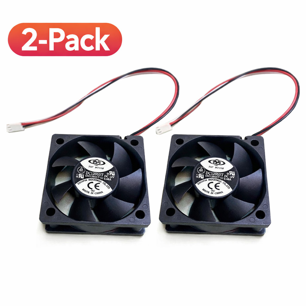 (2-Pack) Top Motor 50x50x20mm 12V 0.08A High Speed 3-Pin Fan w/ Tach Output