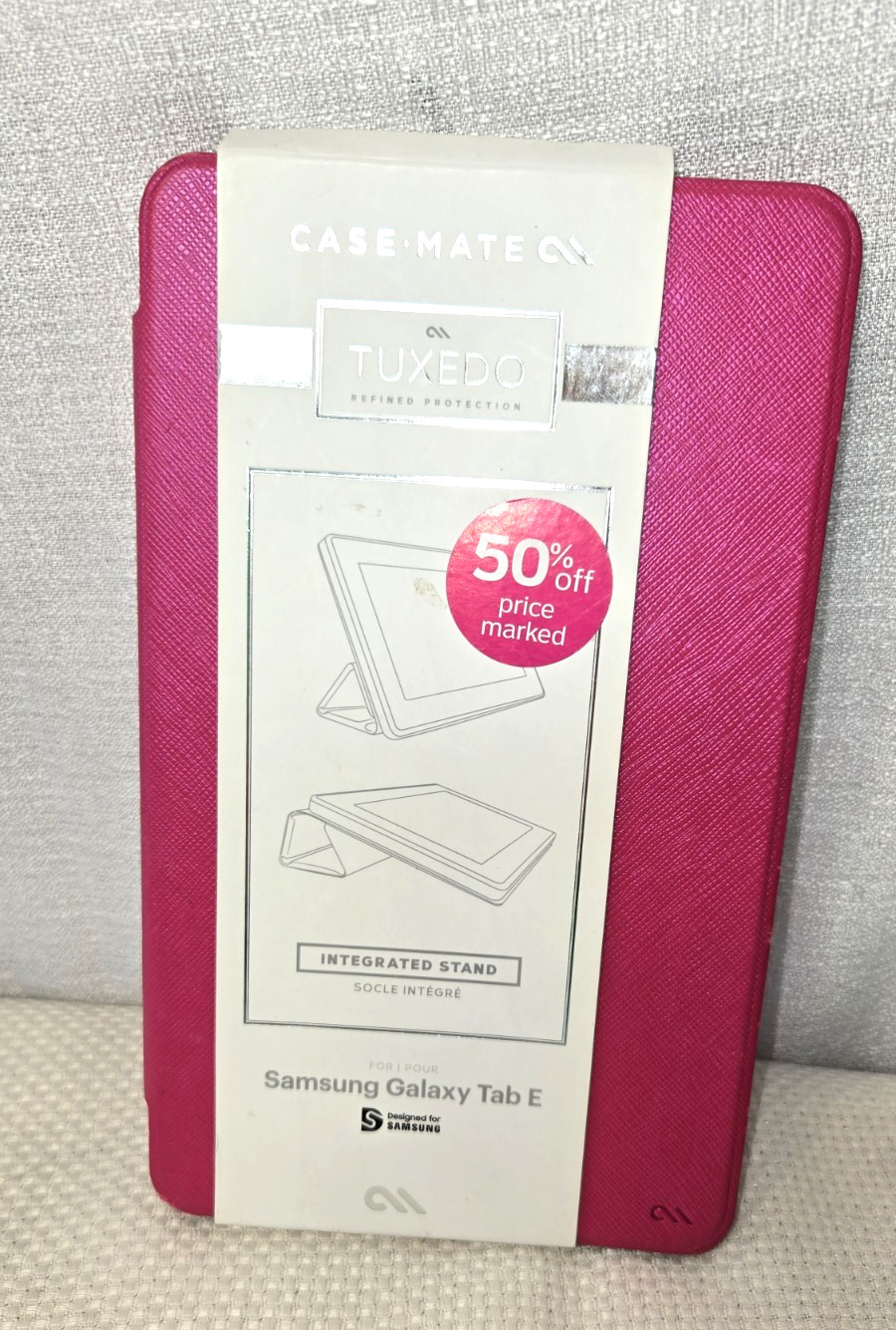 Case-Mate Tuxedo Folio Case Samsung Galaxy Tab E Pink Integrated Stand New