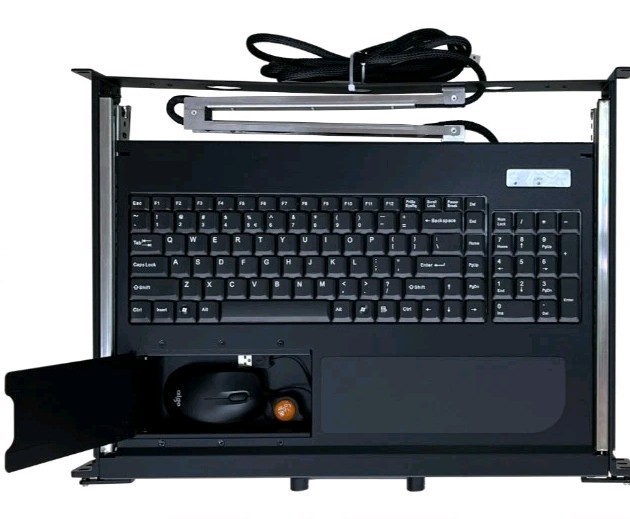 1U Industrial Rackmount Keyboard Drawer, Black  Rmd-185