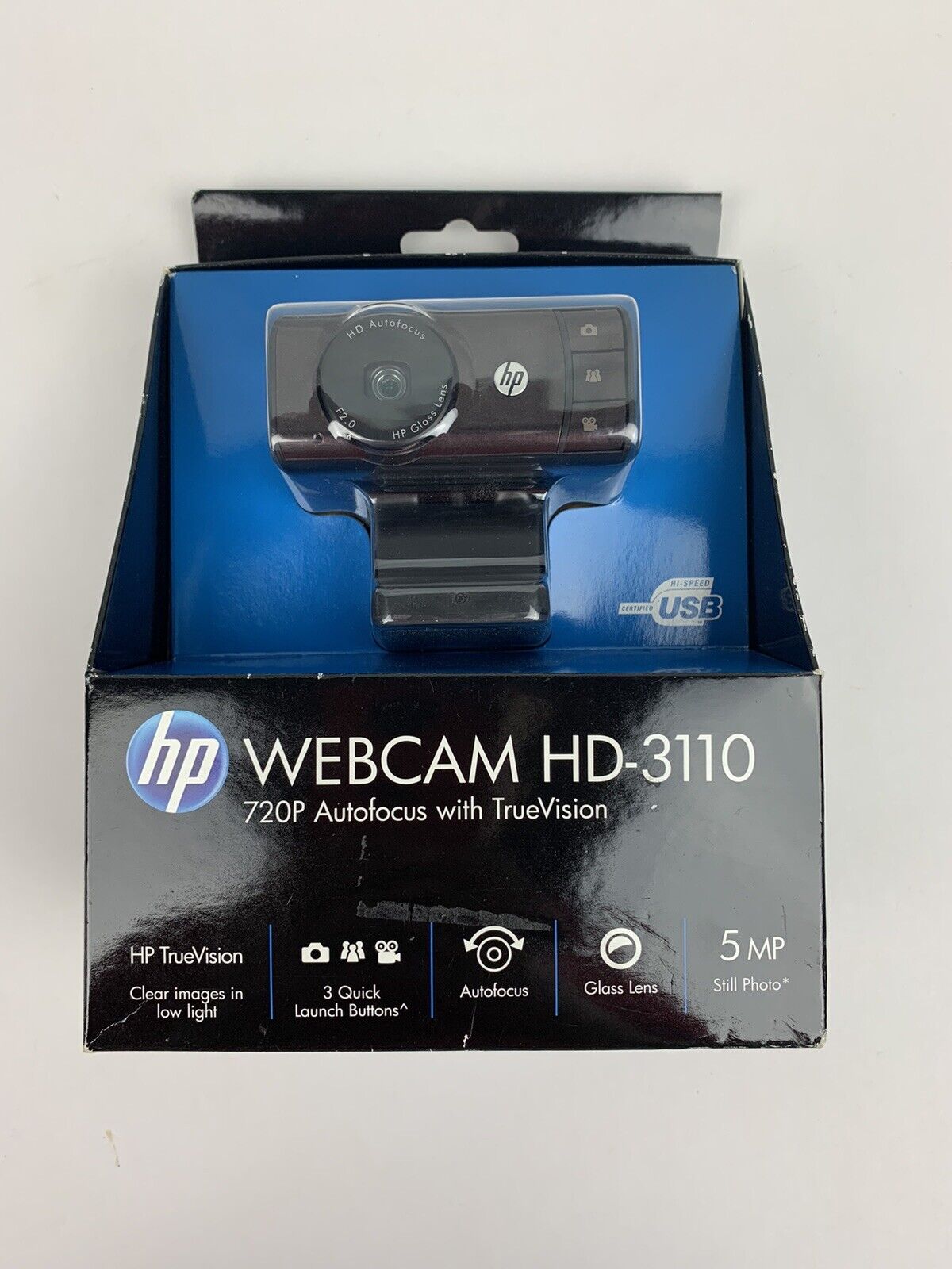 NEW HP WebCam HD-3110 HD 720p Autofocus Notebook web camera Windows 7 pan / tilt