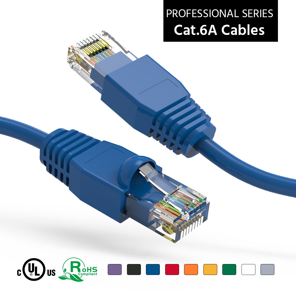 15 Pack of 20Ft CAT6A UTP Ethernet Network Booted Cable Blue