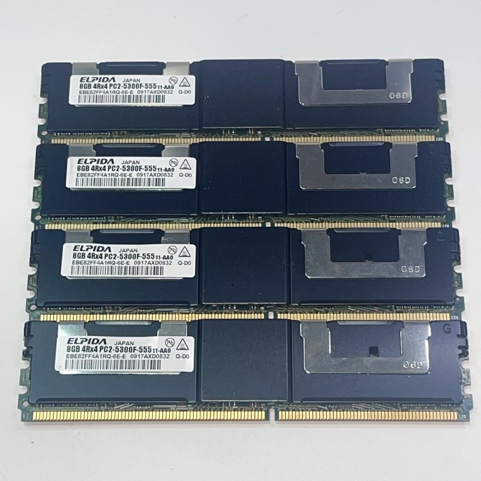 Lot Of 4 Genuine Elpida DDR2-667 8Gb 4Rx4 667M PC2-5300 240Pins DIMM C859J