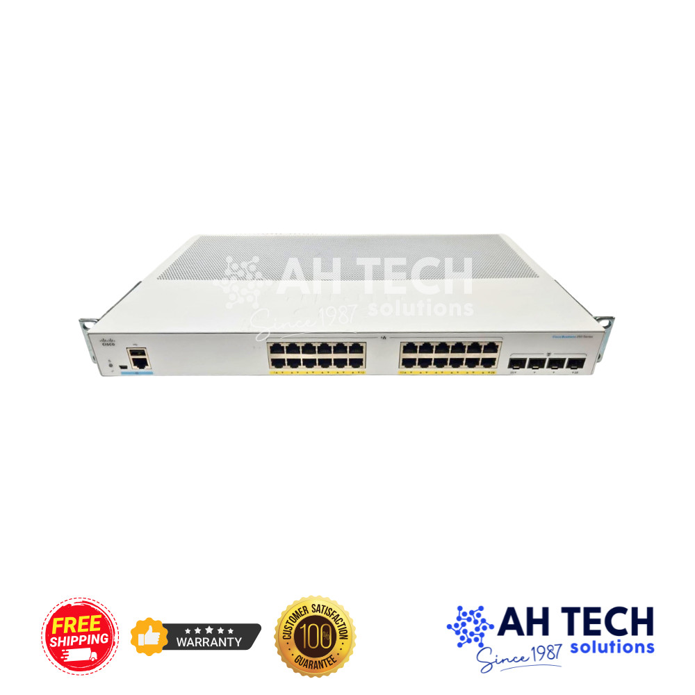 Cisco CBS250-24P-4G 24-Port Gigabit PoE+ Smart Switch 195W 4x SFP Refurbished