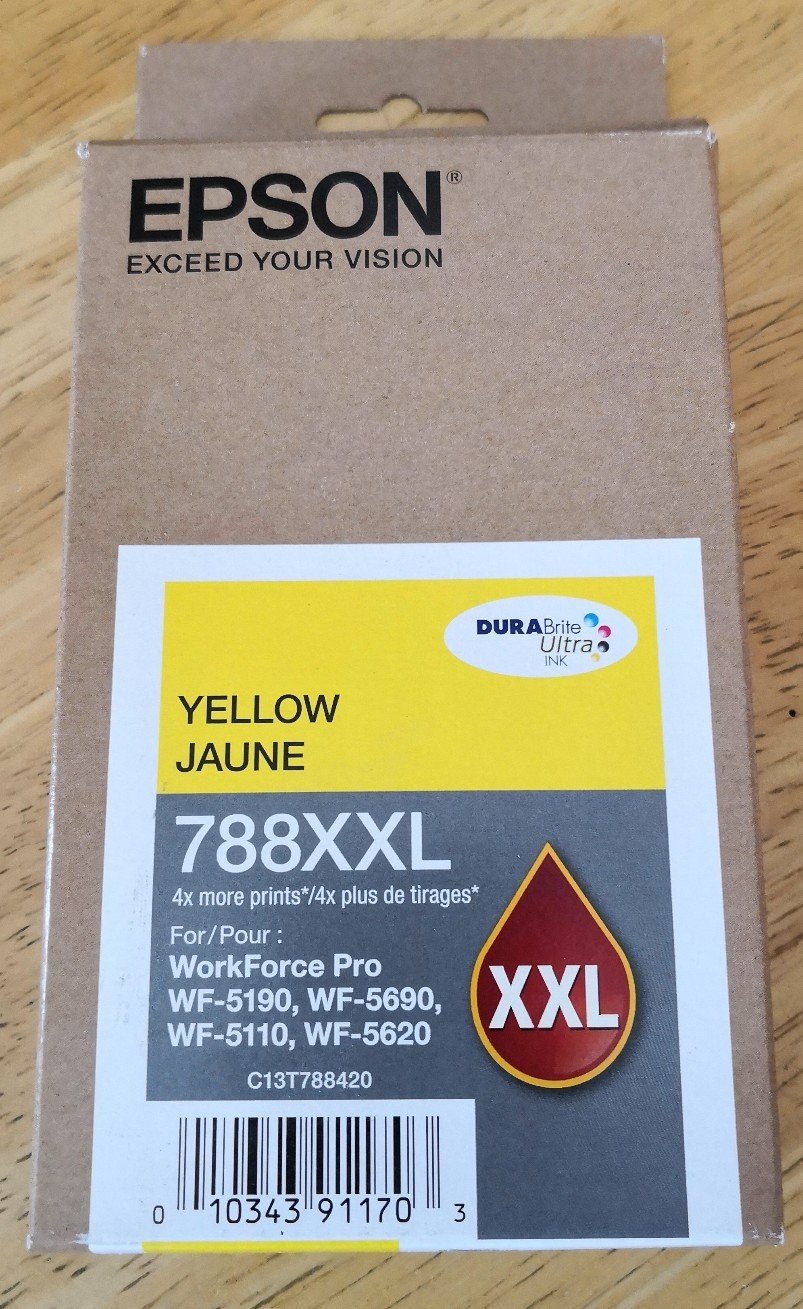 2019 Genuine Epson 788 XXL Ink T788XXL420 Yellow C13T788420 WF-5190 5690 5110