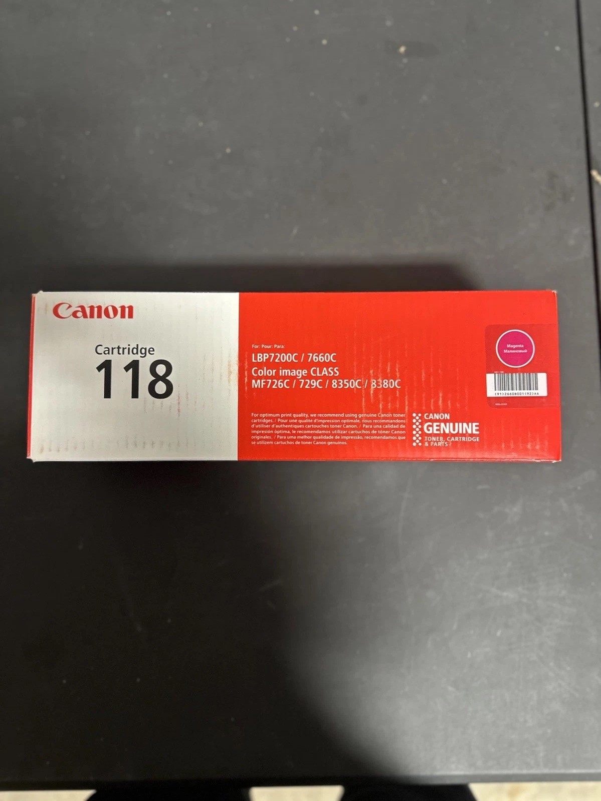 Canon 118 Magenta Toner Cartridge LBP7200C / 7660C 2660B001(92)AA Genuine Sealed