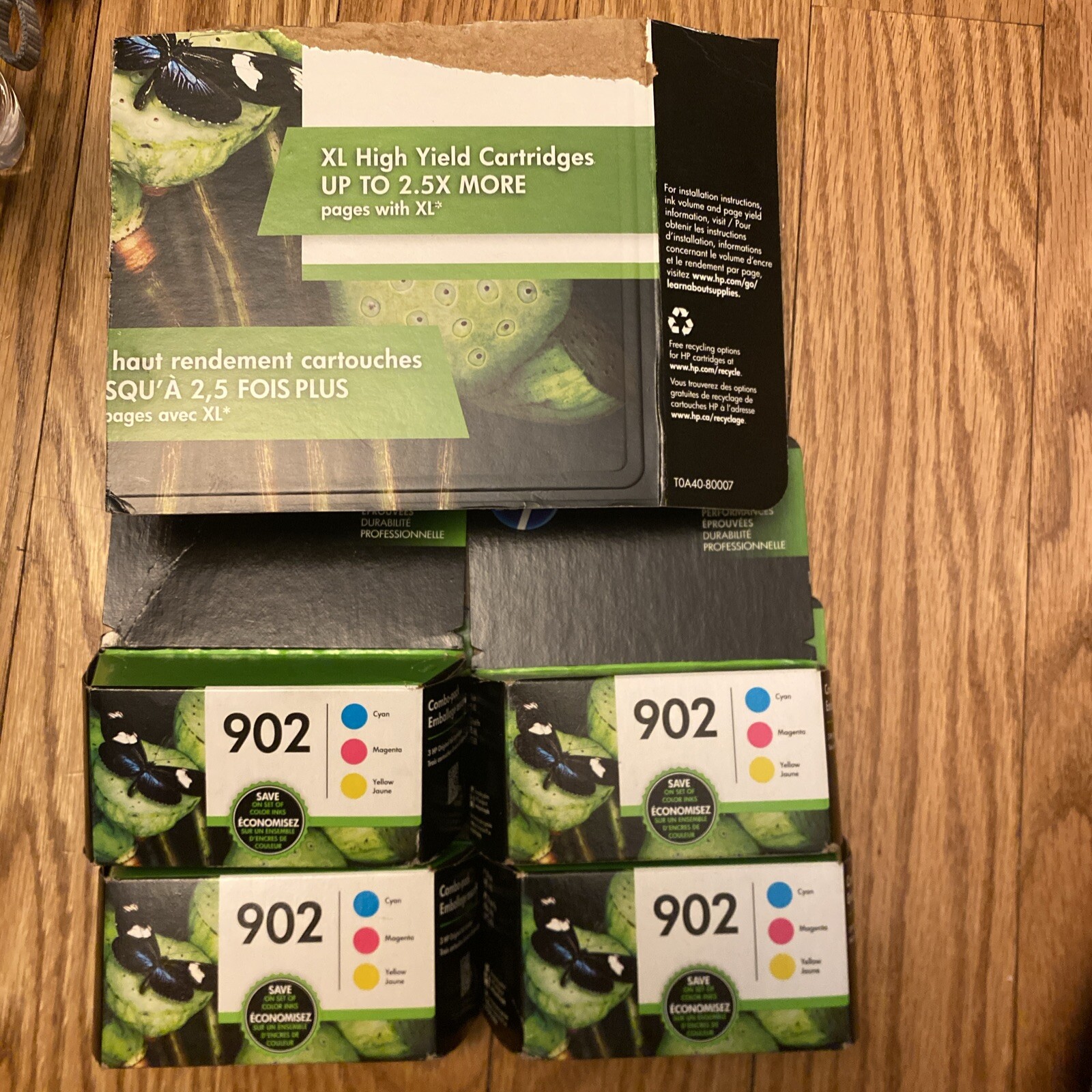 GENUINE HP 902 Tri-Color Ink Cartridges. X4.  Exp  06/22 Combo Pack &1 Xl Black.